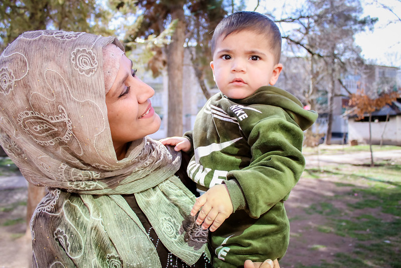 Healthy mother and son in Tajikistan